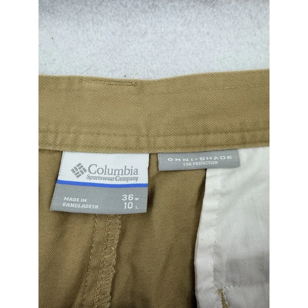 Columbia 36W 10L Khaki Cotton Cargo Men's Shorts AM4692, Omni-Shade